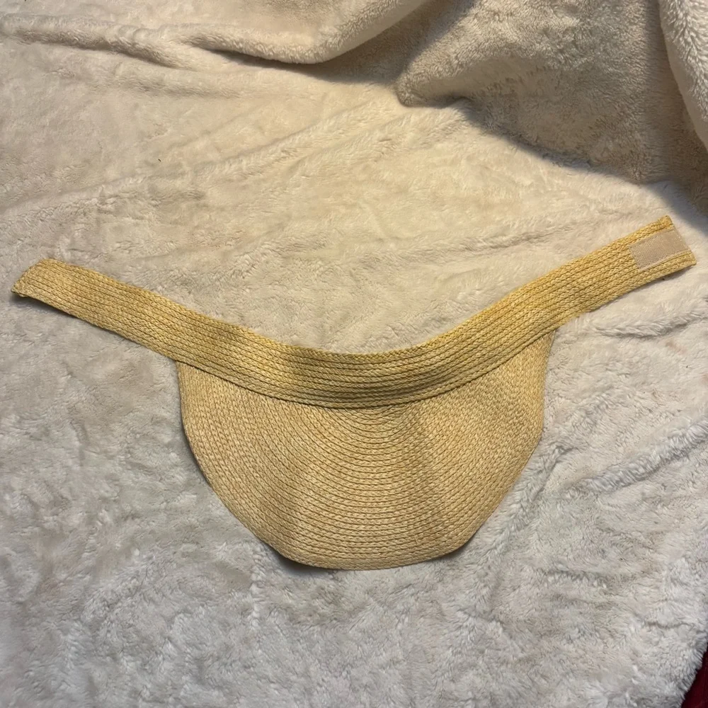 🇺🇸 NEW Visor Tan Woven Hat Straw Fold-Up Travel Beige Sun Protection
